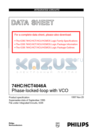 74HC4046A datasheet - Phase-locked-loop with VCO