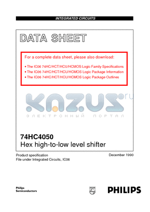 74HC4050 datasheet - Hex high-to-low level shifter