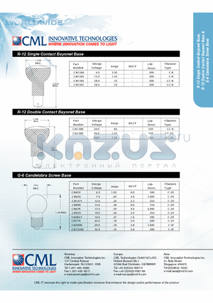 CM2621 datasheet - R-12 Single Contact Bayonet Base