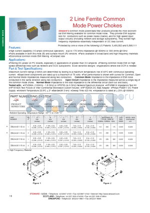 CM2545X111R-00 datasheet - 2 Line Ferrite Common Mode Power Chokes