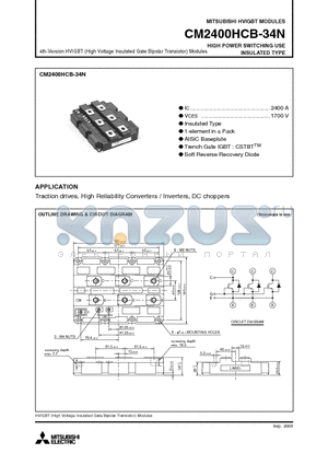 CM2400HCB-34N datasheet - HIGH POWER SWITCHING USE INSULATED TYPE