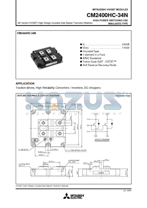 CM2400HC-34N_09 datasheet - HIGH POWER SWITCHING USE INSULATED TYPE