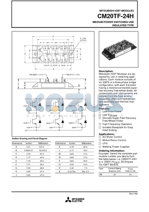 CM20TF-24H datasheet - MEDIUM POWER SWITCHING USE INSULATED TYPE