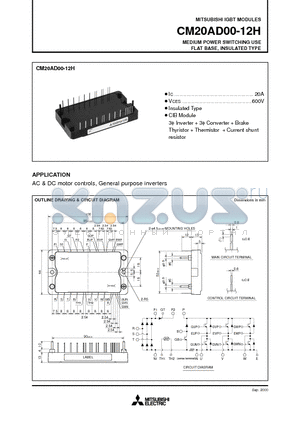 CM20AD00-12H datasheet - MITSUBISHI IGBT MODULES