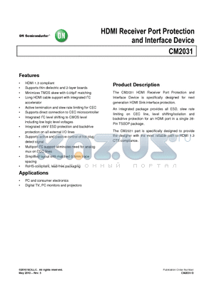 CM2031-A0TR datasheet - HDMI Receiver Port Protection and Interface Device