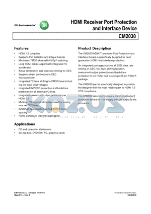 CM2030-A0TR datasheet - HDMI Receiver Port Protection and Interface Device