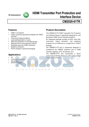 CM2020-01TR datasheet - HDMI Transmitter Port Protection and Interface Device