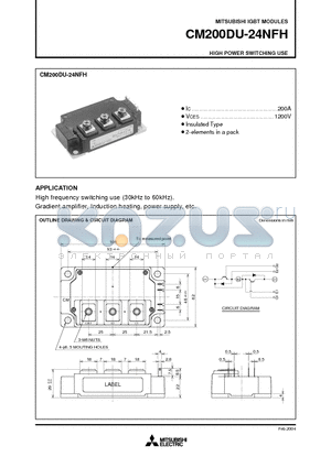 CM200DU-24NFH datasheet - HIGH POWER SWITCHING USE