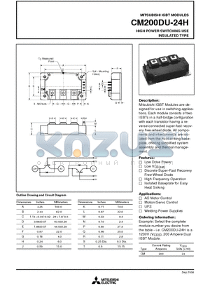 CM200DU-24H datasheet - HIGH POWER SWITCHING USE INSULATED TYPE