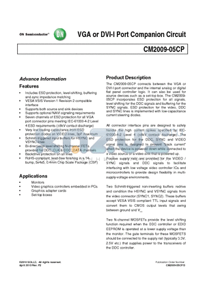 CM2009-05CP datasheet - VGA or DVI-I Port Companion Circuit