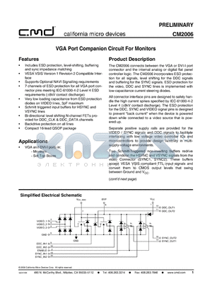 CM2006-02QS datasheet - VGA Port Companion Circuit For Monitors