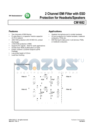 CM1682-02DE datasheet - 2 Channel EMI Filter with ESD Protection for Headsets/Speakers