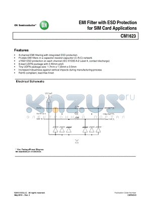 CM1623-04DE datasheet - EMI Filter with ESD Protection for SIM Card Applications