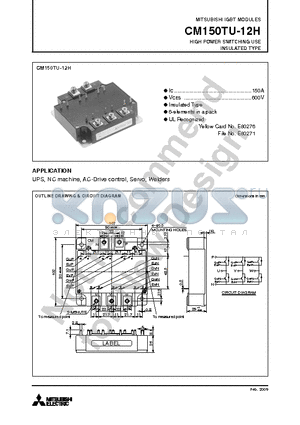 CM150TU-12H_12 datasheet - HIGH POWER SWITCHING USE INSULATED TYPE