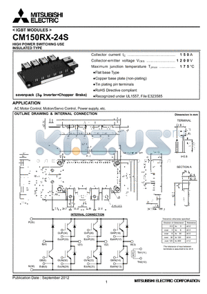 CM150RX-24S datasheet - HIGH POWER SWITCHING USE INSULATED TYPE