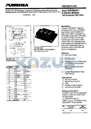 CM150DY-24E datasheet - DUAL IGBTMOD-TM E-SERIES MODULE 150 AMPERES / 1200 VOLTS