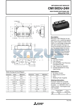 CM150DU-24H datasheet - HIGH POWER SWITCHING USE INSULATED TYPE