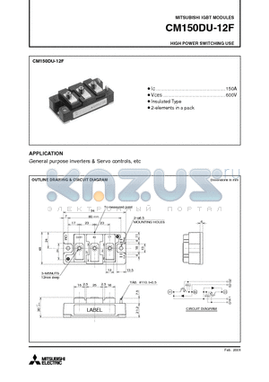 CM150DU-12F datasheet - IGBT MODULES HIGH POWER SWITCHING USE