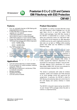 CM1461-04DE datasheet - Praetorian C-L-C LCD and Camera EMI FilterArray with ESD Protection
