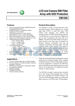 CM1430-06DF datasheet - LCD and Camera EMI Filter Array with ESD Protection