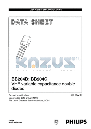 BB204 datasheet - VHF variable capacitance double diodes