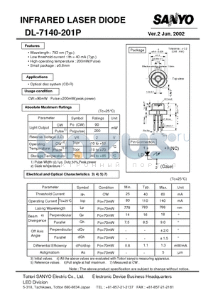 DL-7140-201P datasheet - INFRARED LASER DIODE