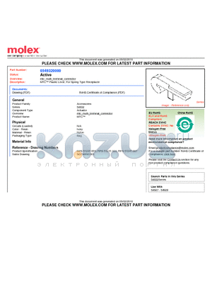 54932-0000 datasheet - MTC Plastic Lever, For Spring Type Receptacle
