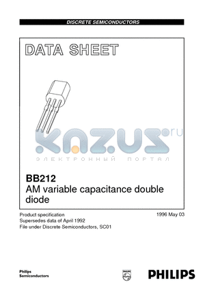 BB212 datasheet - AM variable capacitance double diode