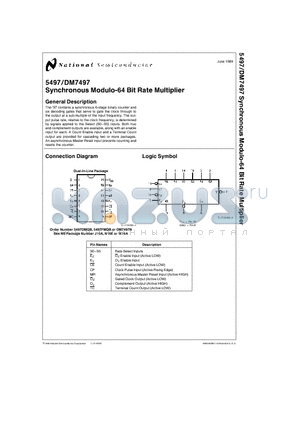 5497FMQB datasheet - Synchronous Modulo-64 Bit Rate Multiplier