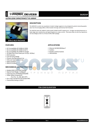 DL0521P datasheet - ultra LOW CAPACITA NCE TVS ARRAY