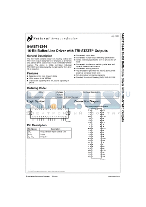 54ABT16244 datasheet - 16-Bit Buffer/Line Driver with TRI-STATE Outputs