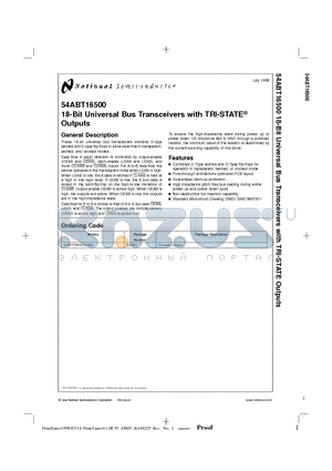 54ABT16500 datasheet - 18-Bit Universal Bus Transceivers with TRI-STATE Outputs