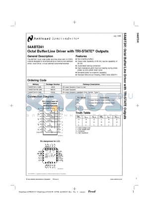 54ABT241J-QML datasheet - Octal Buffer/Line Driver with TRI-STATE Outputs