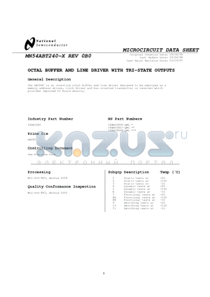 54ABT240J-QML datasheet - OCTAL BUFFER AND LINE DRIVER WITH TRI-STATE OUTPUTS