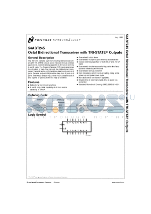 54ABT245W-QML datasheet - Octal Bidirectional Transceiver with TRI-STATE Outputs