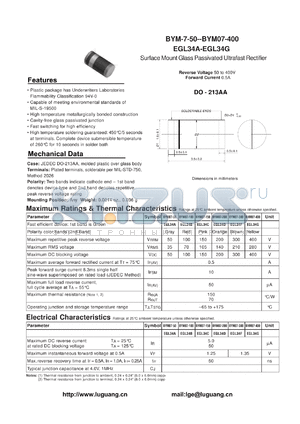 BYM07-100 datasheet - Surface Mount Glass Passivated Ultrafast Rectifier