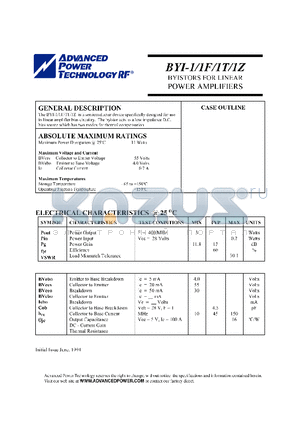 BYI-1F datasheet - BYISTORS FOR LINEAR POWER AMPLIFIERS