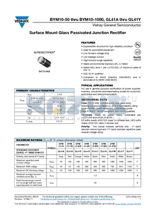 BYM10-1000 datasheet - Surface Mount Glass Passivated Junction Rectifier