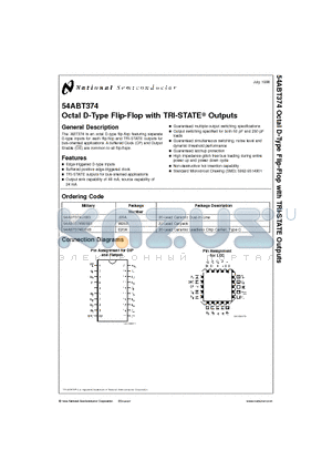 54ABT374W/883 datasheet - Octal D-Type Flip-Flop with TRI-STATE Outputs