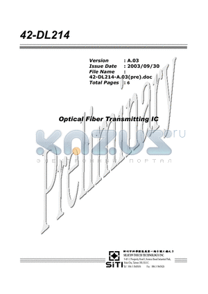 DL214 datasheet - Optical Fiber Transmitting IC