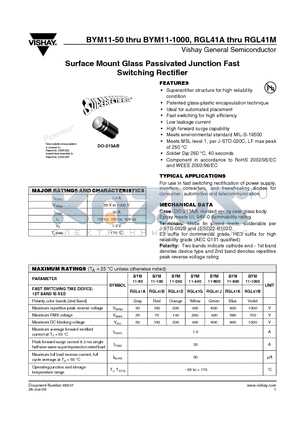 BYM11-200 datasheet - Surface Mount Glass Passivated Junction Fast Switching Rectifier