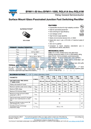 BYM11-50 datasheet - Surface Mount Glass Passivated Junction Fast Switching Rectifier