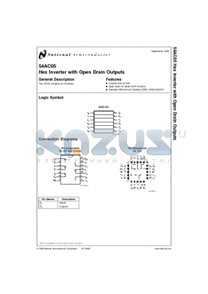 54AC05F datasheet - Hex Inverter with Open Drain Outputs