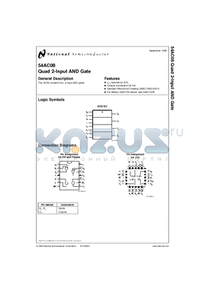 54AC08 datasheet - Quad 2-Input AND Gate