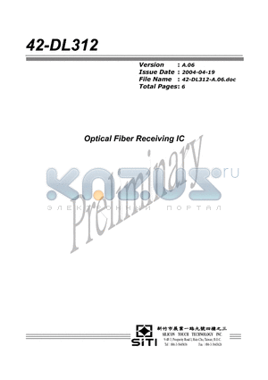 DL312 datasheet - Optical Fiber Receiving IC