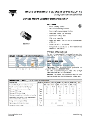 BYM13-20 datasheet - Surface Mount Schottky Barrier Rectifier