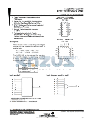 54AC11030 datasheet - 8-INPUT POSITIVE-NAND GATES
