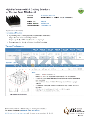 ATS-55190W-C1-R0 datasheet - HIgh Perfomance X-CUT - Heat Sink, T412, BLACK-ANODIZED