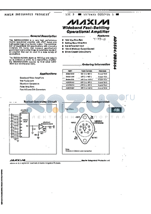 BB3554BM datasheet - WIDEBAND FST-SETTLING OPERATIONAL AMPLIFIER