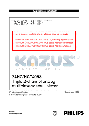 74HCT4053 datasheet - Triple 2-channel analog multiplexer/demultiplexer